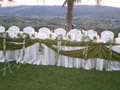 Decorated table with candles and olive