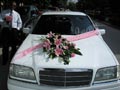 «Bouquet of» car with sorbone and oriental and fouxia roses